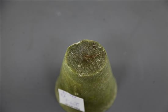 A Chinese grey jade cosmetics palette mixer, Qing dynasty, height 7cm and 10cm